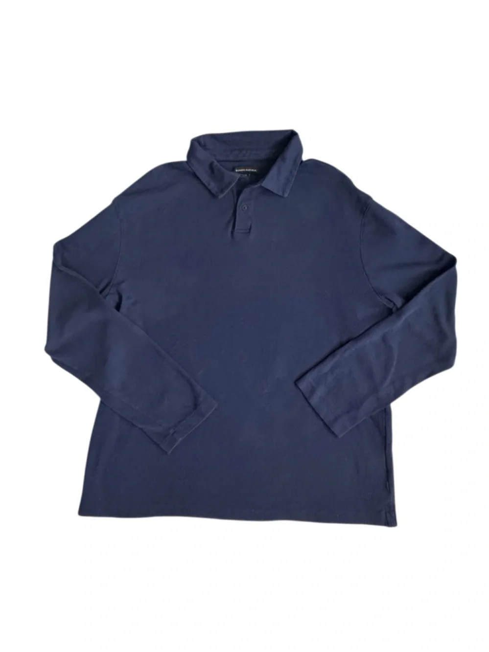 Banana Republic Men's Shirt Navy Long-Sleeve Polo 100% Cotton SZ XL